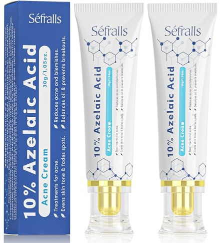 2-Pack 10% Azelaic Acid Acne Cream, Premium Azelaic Acid Facial Cream - Redness Relief For Face, Redness Reducing Skin Care, Prevents Acne Breakouts, Ease Pimple Clarify Skin Soothe Irritation,1 Oz