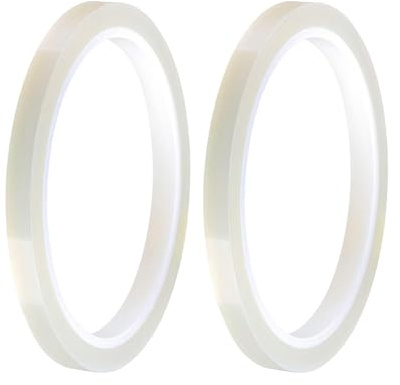 Qrity 2 Pièces Ruban Adhésif Résistant à la Chaleur, 10mm x 50 m Ruban Isolant PET, Pour Circuits Électroniques- Transparent