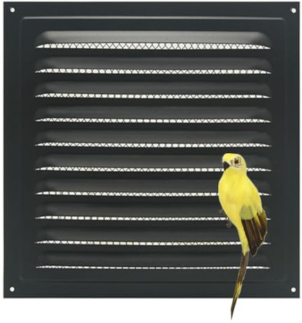 Cubierta de ventilación de metal, rejilla de ventilación cuadrada, cubierta de rejilla, protección contra insectos, para baño, oficina en casa, cocina, color negro, 20 x 20 cm