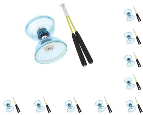 10 Set Dreifach-Lagerleuchten Diabolo mit Handstäben String Hochleistungs- und unterhaltsames Jonglieren Chinesisch Blau 13 cm