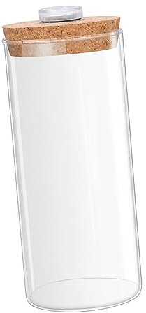 WEKAMOS Bouteille Verre Cylindrique pour Terrarium avec Éclairage LED Liège pour Décoration De Bureau Et Terrarium