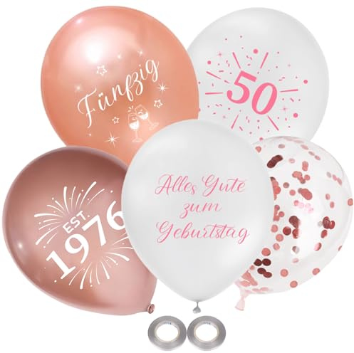 Affivia Deko 50 Geburtstag Frau, 25 Stück Luftballon 50 Geburtstag Deko, Ballon 50. Geburtstage Dekoration,Geburtstagsdeko 50 Jahre 1976,50er Partydeko,Luftballons Alles Gute zum 50 Geburtstage Frauen