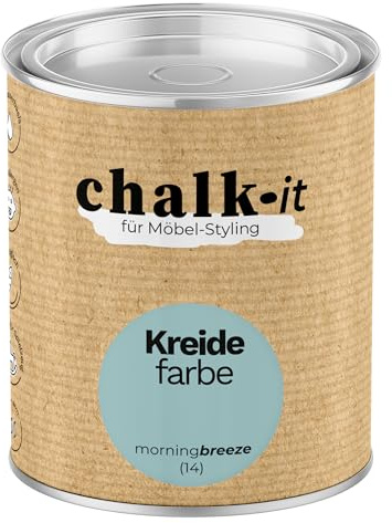 chalk-it Kreidefarbe 125ml (14) Morning Breeze Möbel Farbe Shabby Chic Holzlack Natur Vintage Look Möbellack Erfüllt EN71-3 Sicher Kindermöbel Spielzeuge