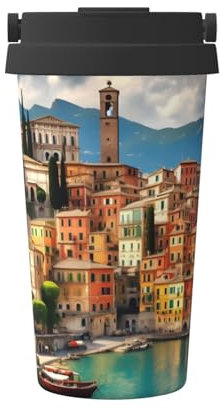 Belle tasse à café de voyage décontractée avec impression italienne pour café chaud et froid, gobelet en acier inoxydable pour la maison, le bureau, les voyages