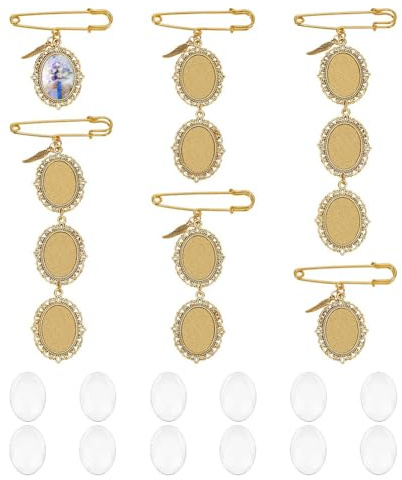 UNICRAFTALE 6 Set 3 Stile Hochzeits Boutonniere Legierung Ovaler Foto Charms als Geschenk Für Braut Und Bräutigam Anstecknadel Zur Herstellung von Hochzeitsgeschenken