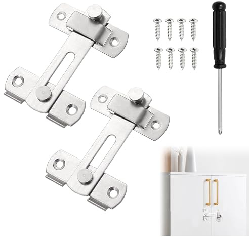 2PCS Stainless Steel Door Latch 4 Inch Silver Gate Latch for Wooden Gates 180° Sliding Bolt Lock Internal Door Bolt Lock for Cabinet Bedroom Bathroom Garden