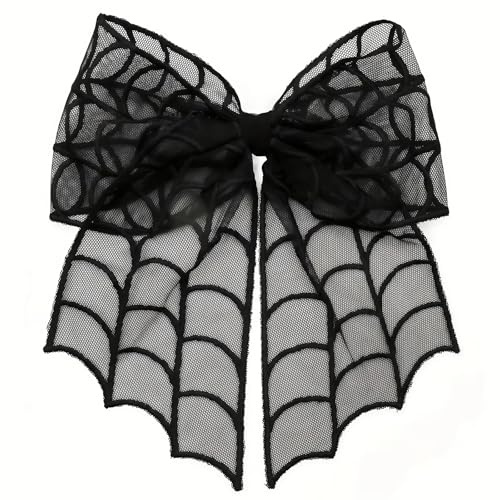 Yamobi Halloween rosett hårklämmor, svart spindelnät hårslipar, hårspännen, spindelnät tyll hårnålar, halloween party favorittillbehör