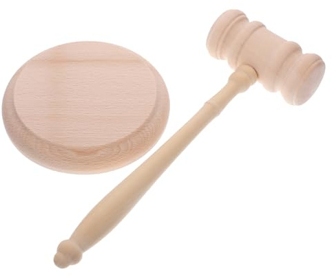 Gatuida Martello Giudice in Faggio con Base Martelletto Multifunzionale per Tribunale e Legale Naturale Resistente e Compatto