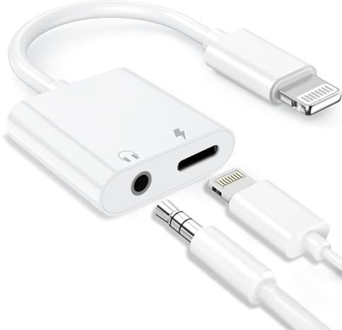 Dalimee Lightning to 3.5mm Headphone Jack Adapter[Apple MFi Certified], 2 in 1 headphone jack adapter for iPhone with 3.5mm Audio and Lightning Charge Port for iPhone 14/13/12/11/XS/XR, etc.