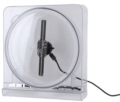 VBESTLIFE Fan 3D per Ologramma, Proiettore di Fan Olografici 3D da 5,5 Pollici con Copertura, 2000x128, Controllo delle App, per Halloween, Natale, Negozio, Festa, Bar