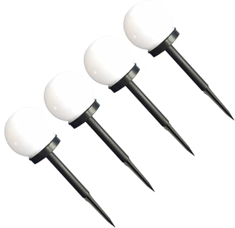 Uonlytech Luces Solares Para Exteriores Esfera Blanca, Lámpara Solar De Césped Resistente Al Agua Sensor Automático, Iluminación Para Jardín y Patio, Paquete De 4 Unidades Para Uso Diurno y Nocturno