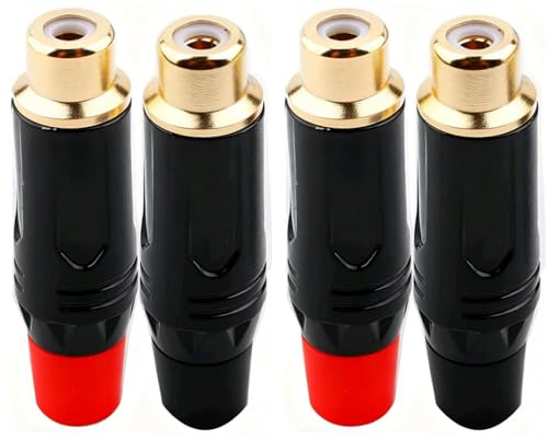 RUNCCI-YUN 4 Stück RCA Löten Verbinder, Vergoldeter Lautsprecher Phono Cinch Buchse, Cinch Stecker Adapter für Multimedia und CCTV