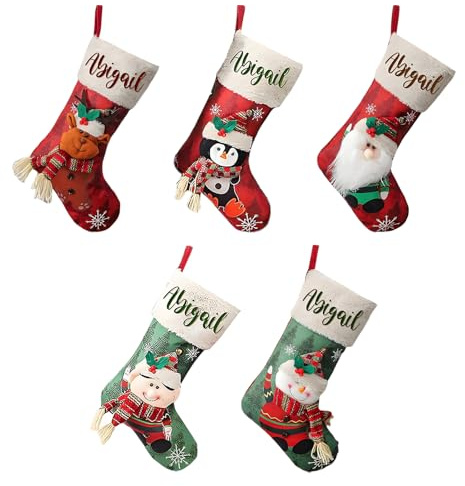 Medias De Navidad - Conjunto De 5 Bolsas De Dulces Tradicionales, Bolsas De Calcetines Festivos Para De Chocolates | Decoración De Árbol De Abrigo De Vacaciones Para Regalos De De
