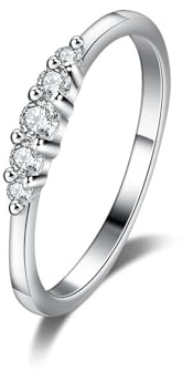Whoiy Goldring 950 Damen mit Diamant, Hochzeitsring Zart Platin Jahrestagsring Echtgold Verlobungsring Damenring Größe 52 (16.6)