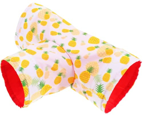 EPIGEIST Cachette pour Petits Animaux Tunnel Triple Voie en Tissu Respirant Jaune Ananas, Maison de Cachette Confortable pour Hamster, Cobaye et Lapin, Accessoires pour Cage, Nid Douillet