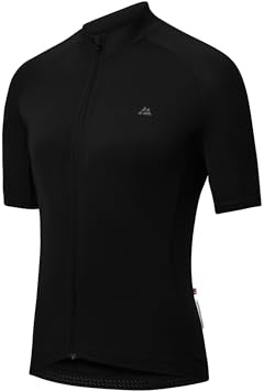 DANISH ENDURANCE Cycling Jersey Mens, Short Sleeve Mountain Bike Jersey, with Full Zipper and Rear Pockets Black XL