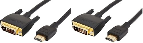 Amazon Basics Câble adaptateur HDMI-A vers DVI, Bidirectionnel 1080P, Plaqué or, 0.9 m, lot de 20, Noir