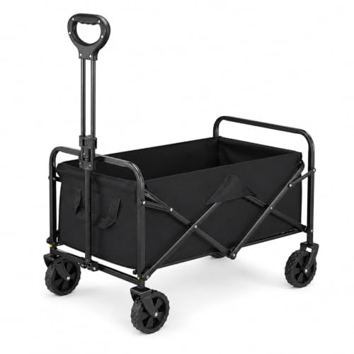 Chariot à roulettes pliable XXL, grande surface de chargement jusqu'à 150 | Avec porte-gobelet, stable et portable – comme remorque de transport, de plage et de vélo pour le camping, le jardin