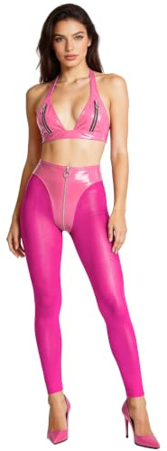 TiaoBug nätstrumpbyxor ouvert för kvinnor röd hippie kläder kvinnor nattklubb outfit wetlook bh hip hop jazz dans kläder streetwear