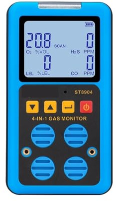 Rilevatore Di Gas Digitale 4 In 1 Ossigeno O2 Idrogeno Solforato H2S Monossido Carbonio CO Combustibile LEL Monitor Analizzatore Multigas,Risultati Affidabili