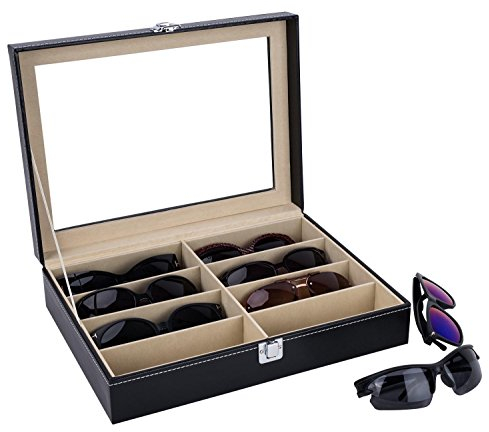 AUTOARK Lot de 8 boîtes de Rangement en Cuir pour Lunettes de Soleil,Noir,AWU-025