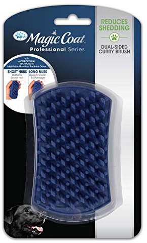 Four Paws Magic Coat Professional Series Grooming Dual-Sided Silicone Wet or Dry Curry Deshedding Brush for Dogs, 1 Count