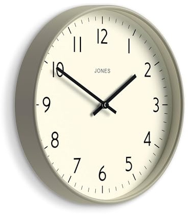 Jones Clocks® Studio clock | Modern round wall clock | 30cm | Grey | Easy to read numbers | Versatile design for kitchen, living room or office