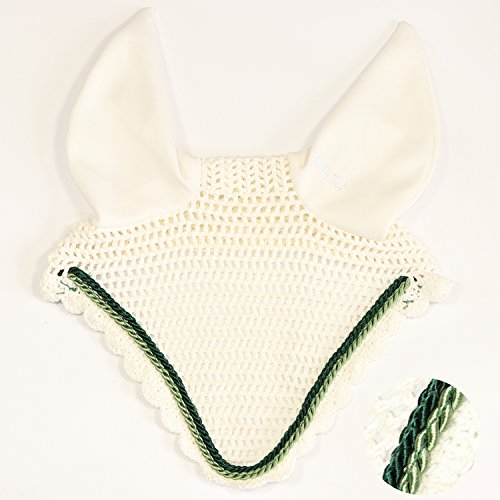 Eskadron Fliegenohren White mit 2fach Kordel lind Green, Tanne (DarkGreen), Größe:Warmblut