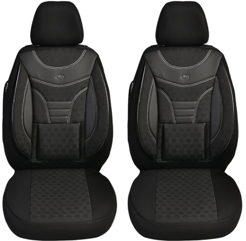 BREMER SITZBEZÜGE Maß Auto Schonbezüge kompatibel mit VW Golf Sportsvan Fahrer & Beifahrer Set ab 2014-2021 / Auto Sitzbezüge Schonbezug Set Autositzbezüge 2er Pack in Schwarz (910)