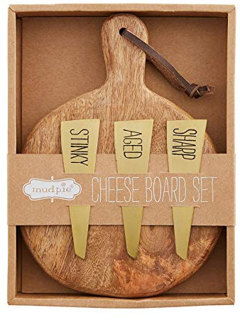 Mud Pie Boxed Cheese Set Juego de Queso en Caja de Bistro, Madera, marrón