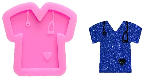 Glänzende glänzende Silikonformen in Form eines Arzt-T-Shirts für DIY-Handwerk, Schlüsselanhänger, Modelliermasse, Halskette, Epoxidharz, Anhänger, Schmuckherstellung, Kuchendekoration, Fondantform