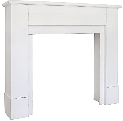 Kaminkonsole Lakehouse weiß Shabby aus Holz Kaminumrandung Hamptons Strandhaus