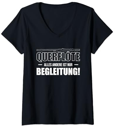 Damen Querflöte Alles Different Is Only Begleitung T-Shirt mit V-Ausschnitt
