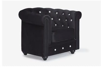 Vente-unique-Poltrona CHESTERFIELD in velluto Nero con bottoni effetto cristallo