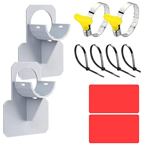 KATELUO 2 Stück Pool Schlauchhalter Knickschutz aus Kunststoff, Schwimmbad Rohrhalterung, 26mm - 38mm Pool Schlauchhalterung mit Kabelbinder, Pool Rohrhalter Fitting für Intex und Bestway (Grau)