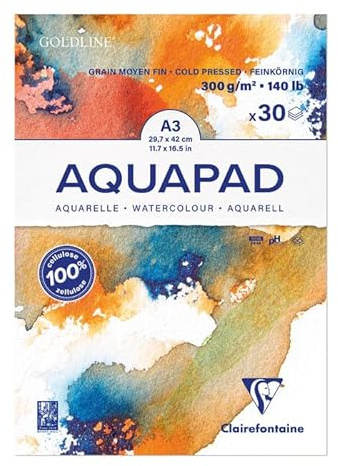NEU PAINT IT EASY Malblock Aquarell Goldline A3, mittelfein gekörnt, geleimt 300g/qm, 30 Blatt