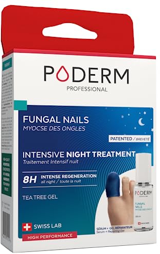 PODERM – 2-in-1 FUNGAL NAIL INTENSIVE NIGHT TREATMENT Eliminates the fungal infection and renews the nail while you sleep |VEGAN | Professional foot/hand treatment | Quick & Easy | Swiss Made