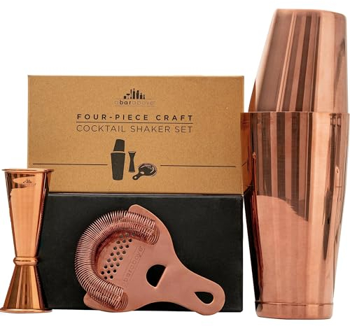 A Bar Above Lot de 4 shaker à cocktail pour bar professionnel et domestique – Kit de bar haut de gamme avec passoire, doseur japonais et shaker Boston