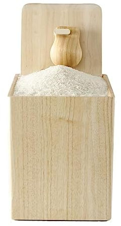 Distributeur de riz en bois, récipient de stockage de riz en bois avec tasse à mesurer, stockage d'aliments secs, boîte de récipient de riz à céréales, seau scellé avec couvercle for la maison et la c