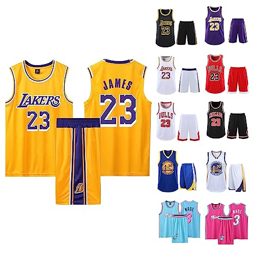 2-Teiliges Kinder/Erwachsene Basketball Jersey & T-Shirt Weste, Kinder/Erwachsene ärmelloses Atmungsaktives Basketball Shorts