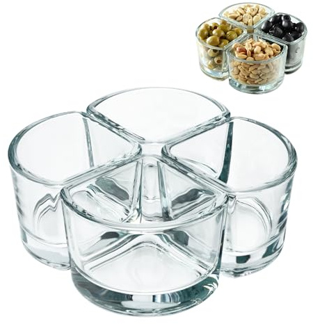 KADAX Lot de 4 bols en verre transparent de qualité supérieure pour noix, glace, sauces, desserts et olives (4 x 120 ml, quart de cercle)