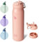 bottlebottle Edelstahl Trinkflasche 24oz(709ml) mit Strohhalm Griff und Pillenfach für Outdoor Schule, isolierte sportflasche (Lachs)