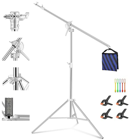 Soonpho 13.2ft/400cm Trépied de Lampe Heavy Duty Trépied de Studio avec Bras Boom 207cm et Sac de Sable,Alliage d'aluminium Lampe trepied Rotatif pour softbox,réflecteurs,Photographie