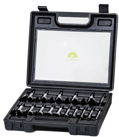 SAWSAVVY Forstner - Juego de 16 brocas hexagonales, juego de brocas para madera con vástago de múltiples caras (juego de brocas Forstner, 16 piezas)