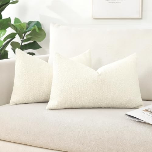 Artscope 2er Set Boucle-Kissenbezügen Wurfkissenbezug Moderne Dekokissen Kissenhülle Set Kissen Fall für Sofa Auto Schlafzimmer Zuhause Dekor 30x50cm, Creme Beige
