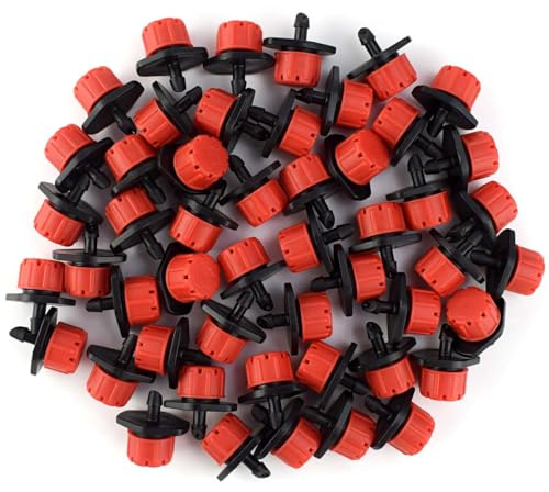 50 unidades de goteros de riego ajustables, rociadores de riego para sistema de riego de jardín, microgoteo, antiobstrucción, 360 grados, accesorios de riego por goteo (rojo)