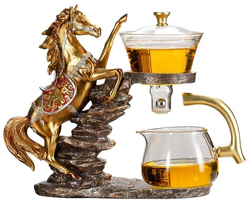 KALWEL, Théière magique, théière magnétique, service à thé automatique, service à thé en verre Kung Fu paresseux, théière goutte à goutte, service à thé Kung Fu en verre résistant à la chaleur, bol