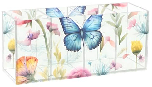Stiftehalter aus Acryl, 4 Fächer, transparenter Stifthalter, Make-up-Pinselhalter, Besteck-Organizer für Büro, Schreibtisch, Badezimmer, Küche