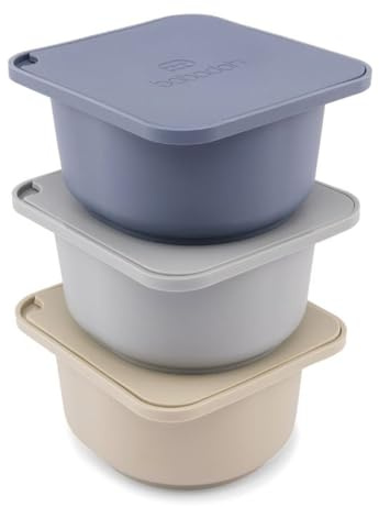 Babadoh Silicone Pizza Dough Proofing Containers with Lids | Pizza Making Accessories | Set of 3 | Multi Blue (1 Dough, 1 Smoke, 1 Steel) | Original Size (Make 12 Pizzas)