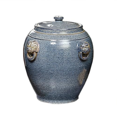 Ceramic Rice Container, Rice Cylinder With Lid, 25kg Grain Dispenser, Blue And White Porcelain Chinese Retro Ceramic Jar, Tea Storage Container, Home Coffee Beans Storage Box, Ceramic Snacks Bucket(A-